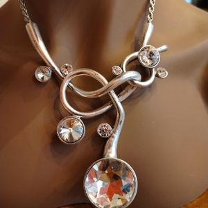Luxe Crystal Embellished Silver-Tone Necklace